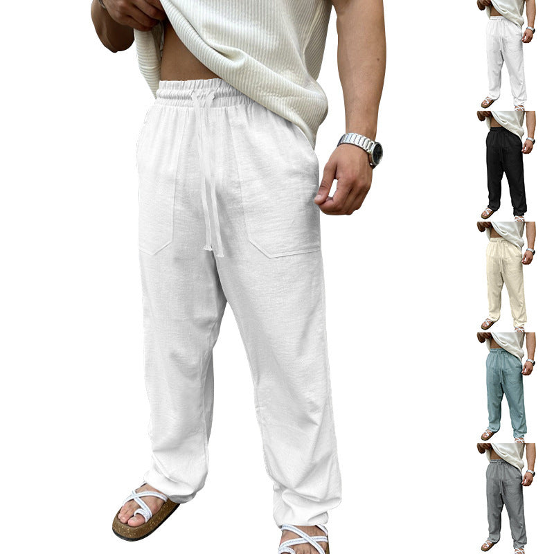 Herren Bequeme Leinenfreizeithose mit elastischem Bund und praktischen Seitentaschen EB