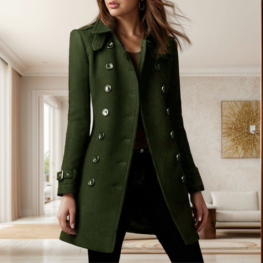 Damen Wollmantel mit stilvollem Knopfdesign EB
