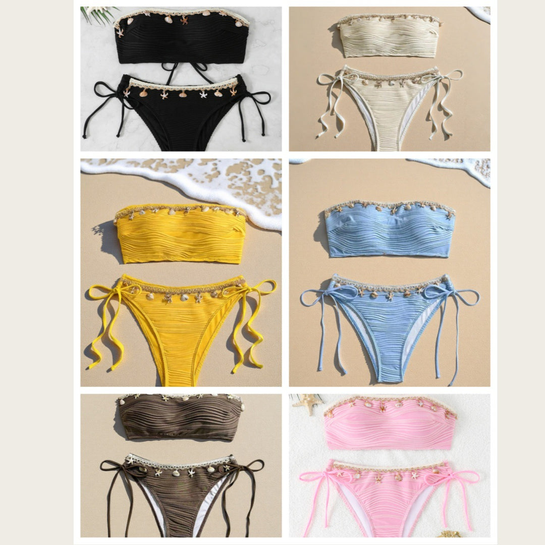 Damen Bandeau-Bikini mit raffinierten Muschel-Details EB