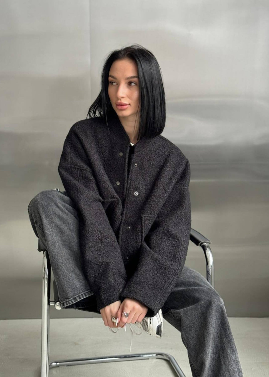 EB | Oversized Fleece Druckknopfjacke