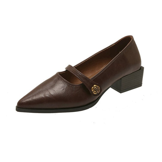 Damen elegante Mary Jane Pumps mit modischem Blockabsatz und dekorativer Schnalle EB