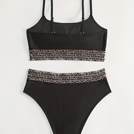 Damen Bikini-Set mit modischem Crop-Top und hoch taillierten Shorts EB