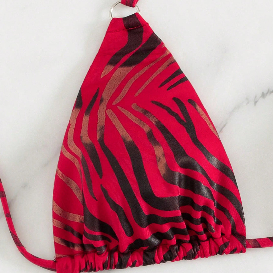 Damen Triangel-Bikini mit trendy Tierdruck EB