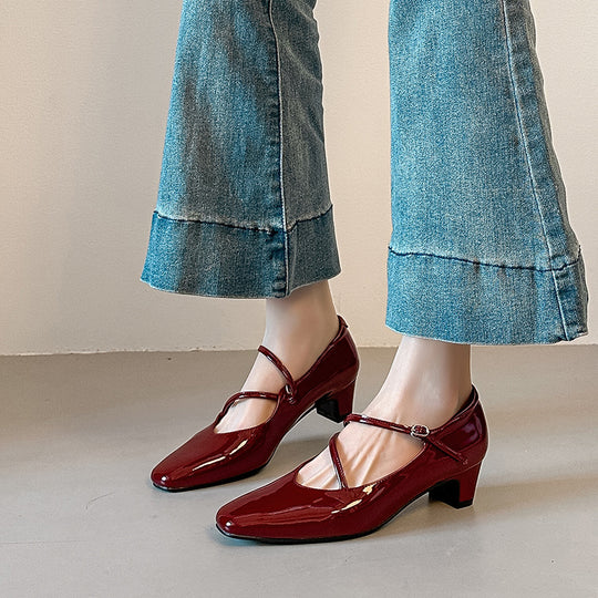 Damen Elegante Mary Jane Schuhe mit modischem Riemchen EB