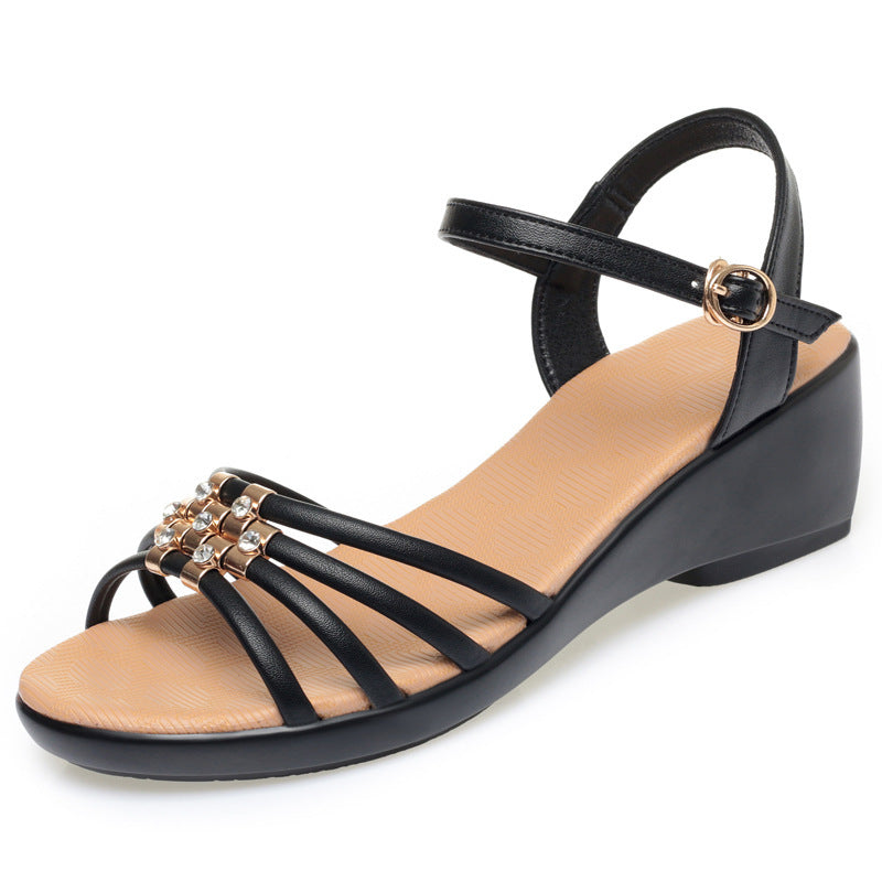 Damen Wedgesandaletten mit verziertem Riemendesign und komfortabler Sohle EB