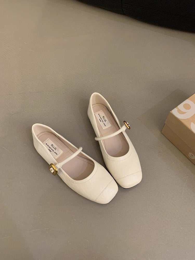 Damen elegante Ballerinas mit modischem Riemchen und stabiler Sohle EB