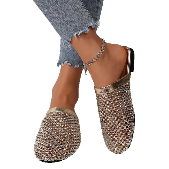 Damen Glamouröse Mules mit funkelnden Strassverzierungen EB