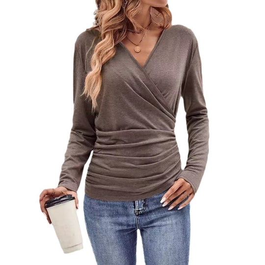Damen Wickeltop Aus Weichem Jersey mit Figurbetonendem Schnitt EB