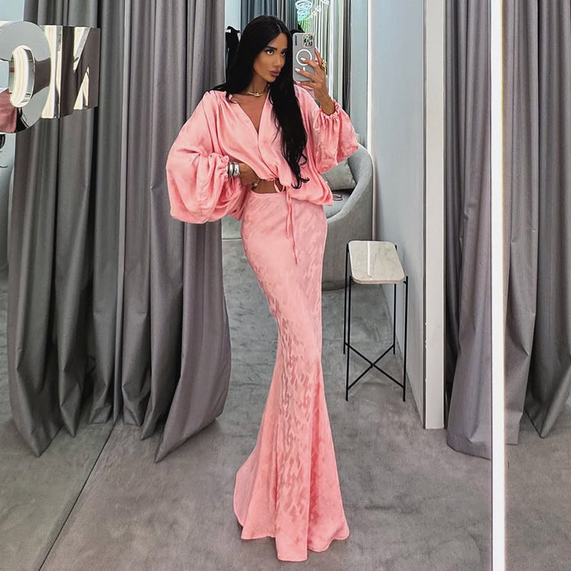 Damen Elegantes und luftiges Ensemble mit voluminösen Ärmeln EB