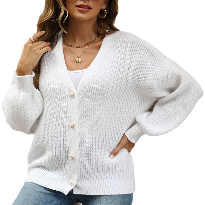 Damen Freizeitstrickjacke im lässigen Oversized-Stil mit Knopfdetails EB