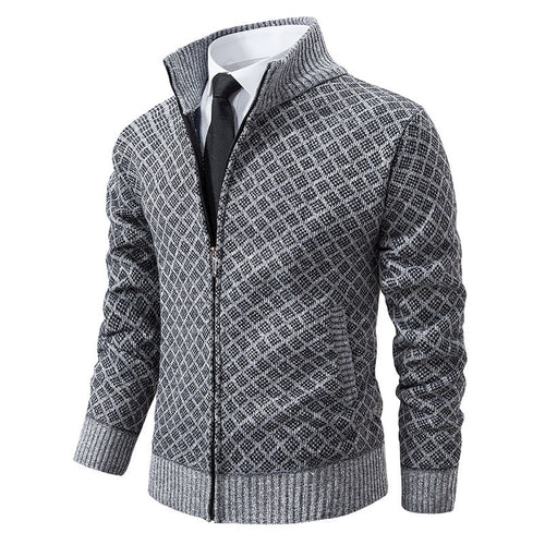 Herren Strickjacke mit modernem Muster und weichem Innenfutter EB