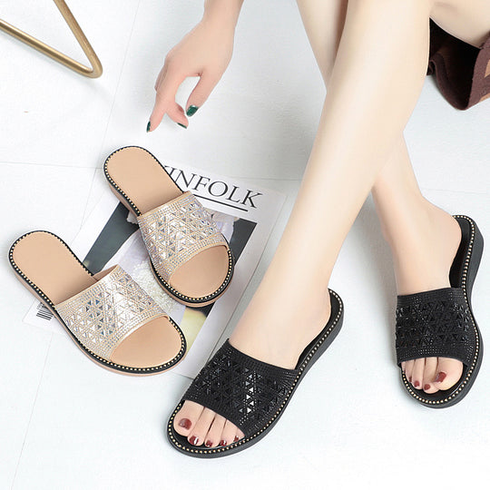 Damen Glitzernde Riemchen-Sandaletten mit bequemem Fußbett und eleganten Schmuckdetails EB
