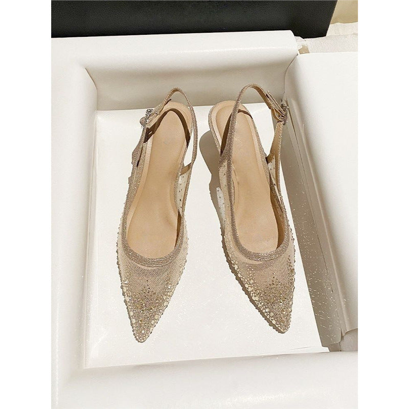 Damen elegante Slingback-Pumps mit funkelndem Netzdesign EB