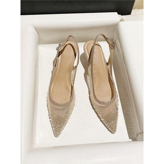 Damen elegante Slingback-Pumps mit funkelndem Netzdesign EB