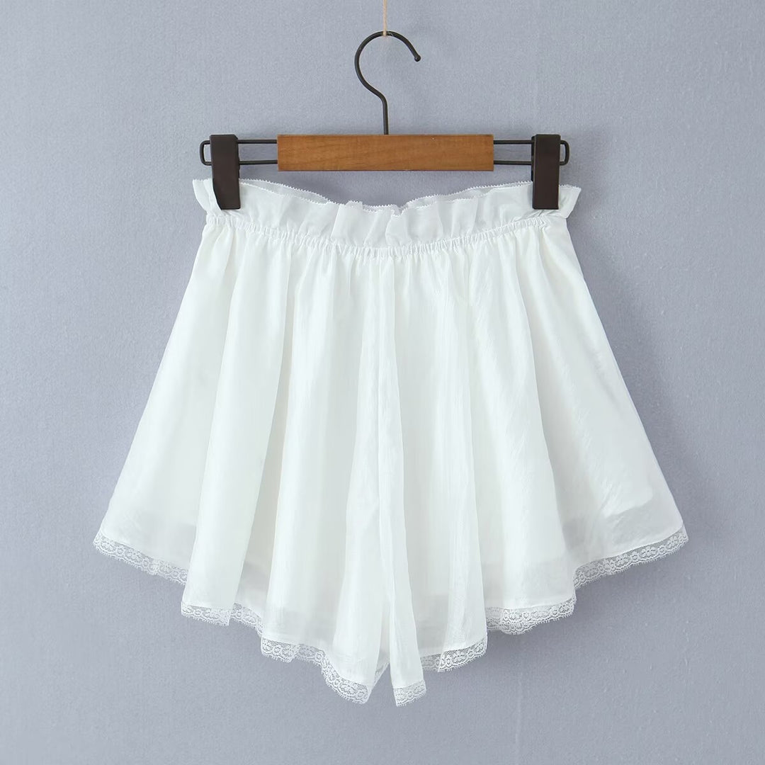 Damen luftige Shorts mit feinen Spitzenakzenten EB