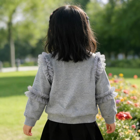Mädchen Sweatshirt mit Rüschendetails und dekorativem Schleifenmotiv EB