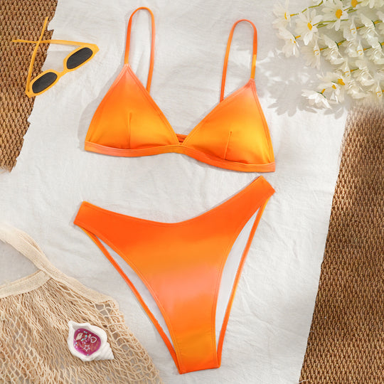 Damen Bikini-Set mit verspieltem Farbmuster und verstellbaren Bändern EB