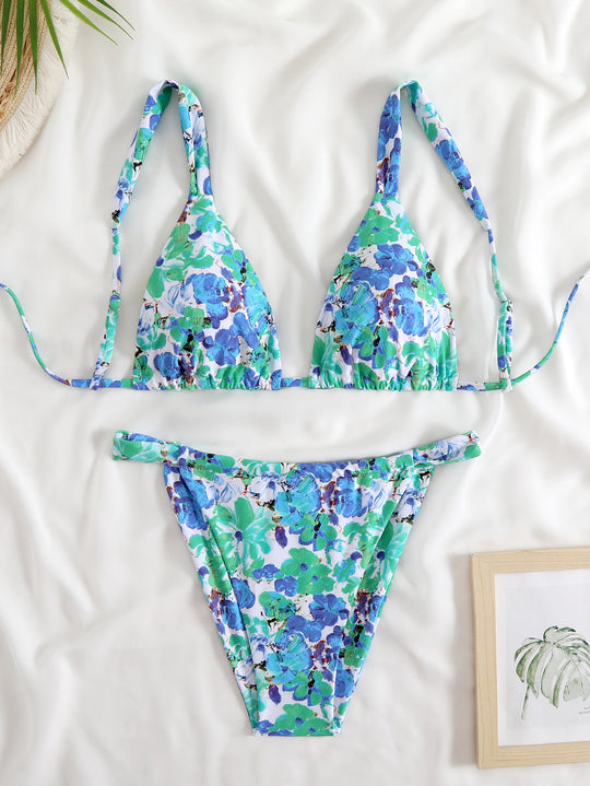Damen Triangel-Bikini-Set mit modischem Tiermuster EB