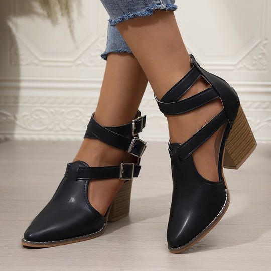 Damen elegante High-Top Stiefeletten mit verstellbarem Riemendesign EB