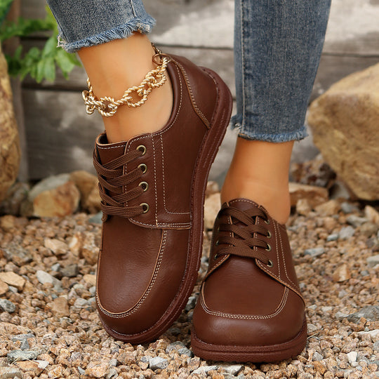 Damen bequeme Sneaker mit modischem Lederlook EB