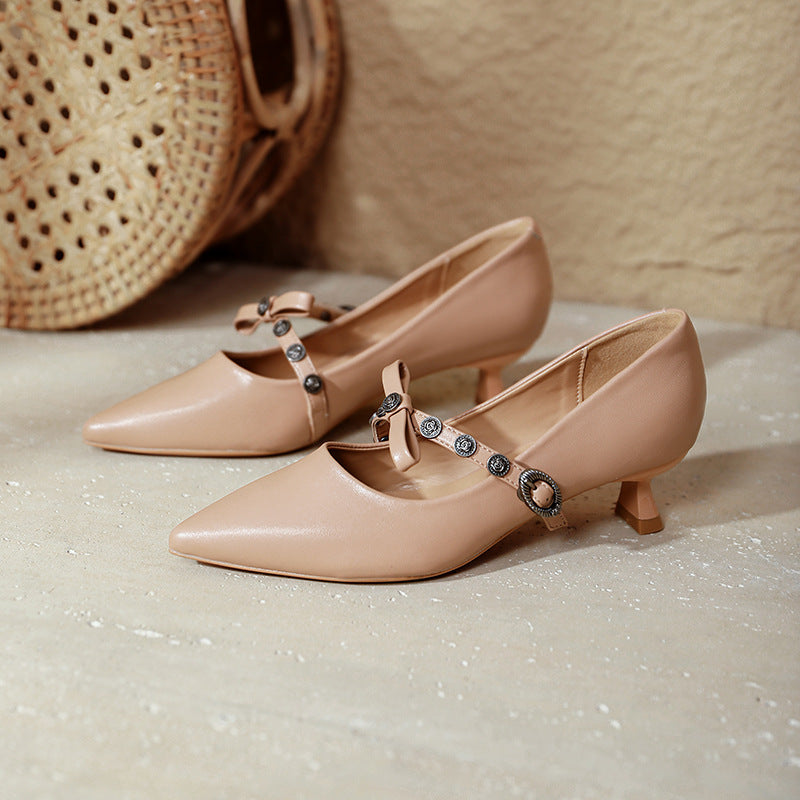 Damen elegante Mary Jane Pumps mit dekorativem Riemen EB