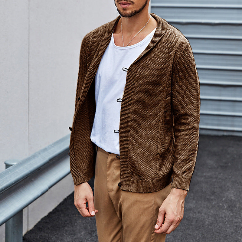 Herren lässiger Strickcardigan mit raffinierter Struktur und offenem Schnitt EB