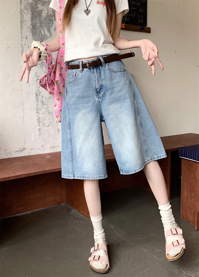 Damen weite Denim-Shorts im modernen Design mit praktischen Taschen EB