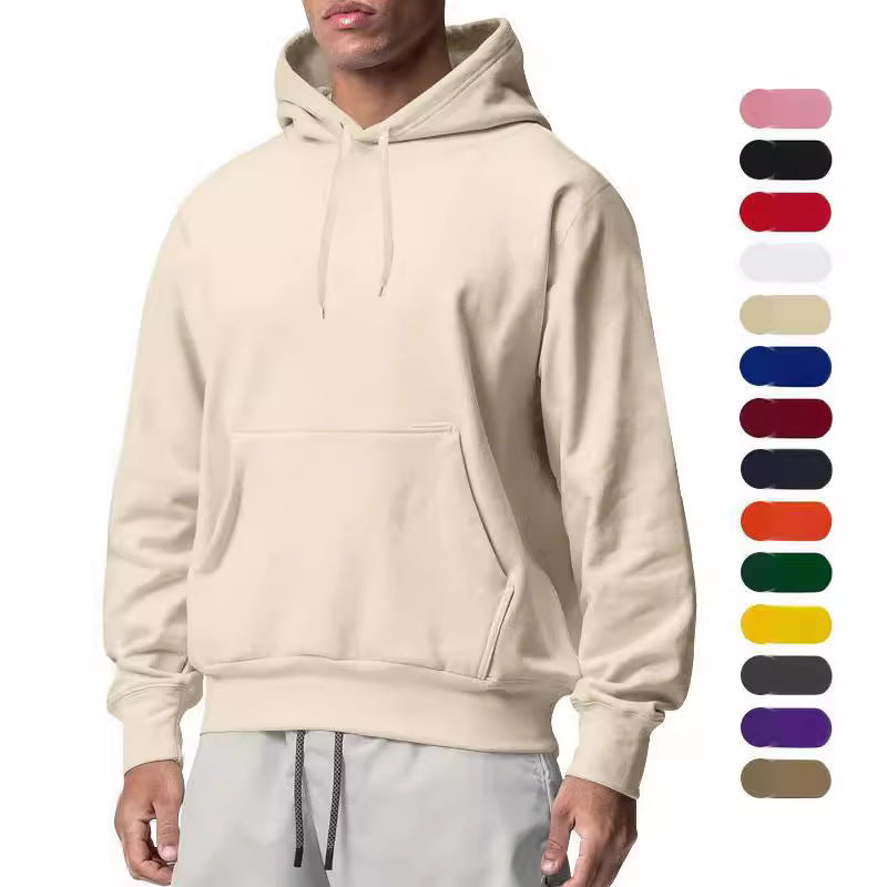 Herren nan Kapuzenpullover mit Kängurutasche, Relaxed-Fit und gerippten Bündchen EB