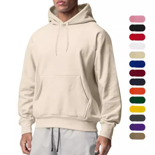 Herren nan Kapuzenpullover mit Kängurutasche, Relaxed-Fit und gerippten Bündchen EB