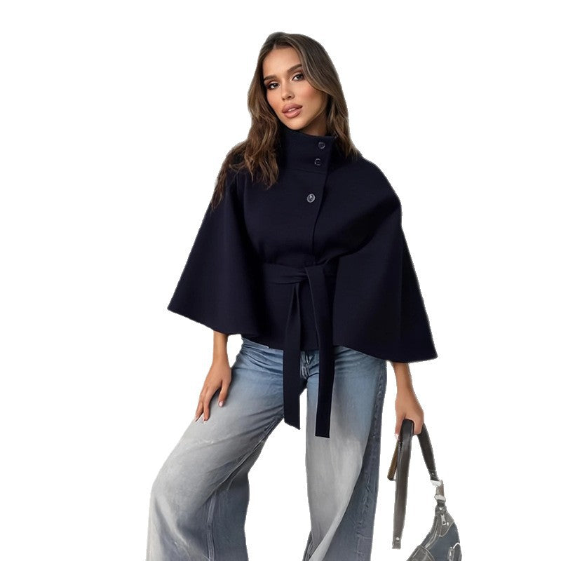 Damen elegante Überwurfjacke mit modernem Knopfdetail EB