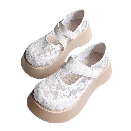 Damen modische Ballerinas mit floralem Design und dämpfender Sohle EB