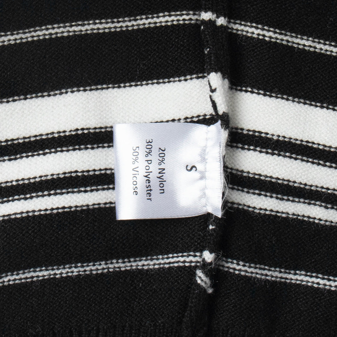 Damen Gestreifter Polo-Pullover mit Knopfleiste und langem Schnitt EB