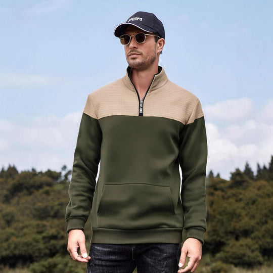 Herren funktionale Sweatjacke mit hochschließendem Kragen und praktischer Kängurutasche EB