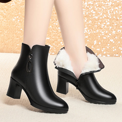Damen Elegante Stiefeletten mit modischem Reißverschluss und blockiertem Absatz EB