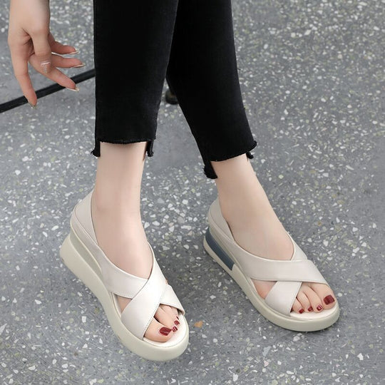 Damen Wedge-Sandalen mit geschlossenen Zehen und komfortablem Fußbett EB