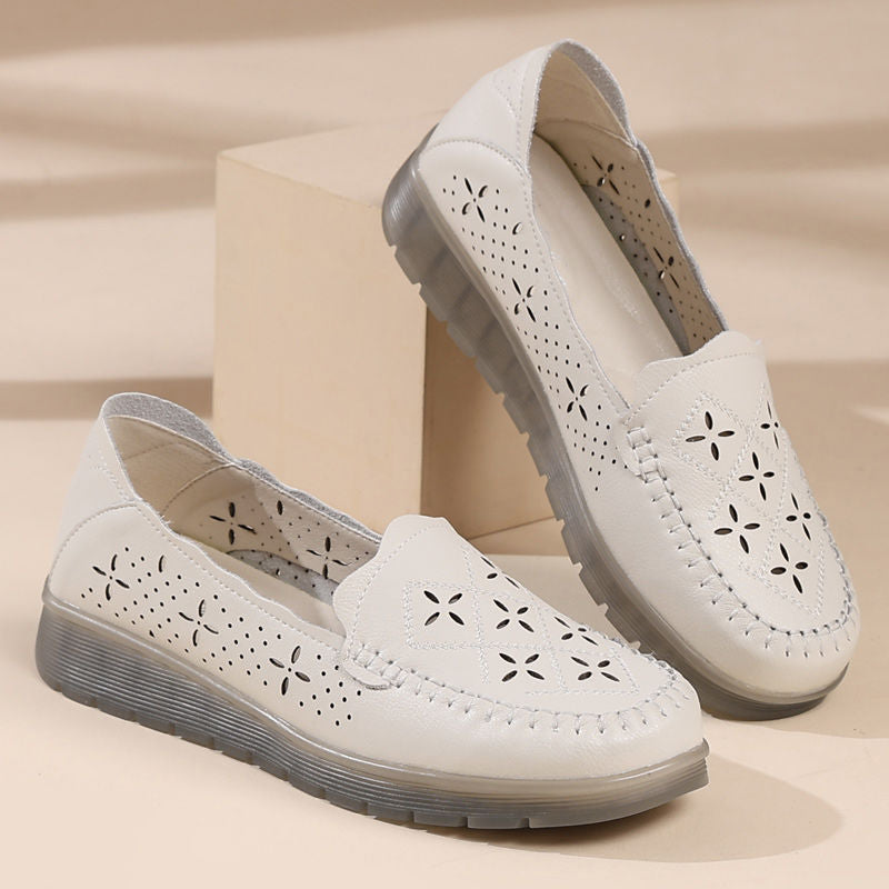 Damen Atmungsaktive Mokassins mit perforiertem Design und rutschfester Sohle EB