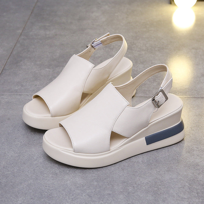 Damen Komfortable Keil-Sandalen mit stylishen Riemen EB