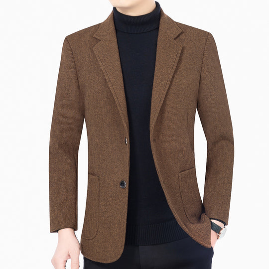 Herren Strukturierter Strickblazer mit Reverskragen und aufgesetzten Taschen EB
