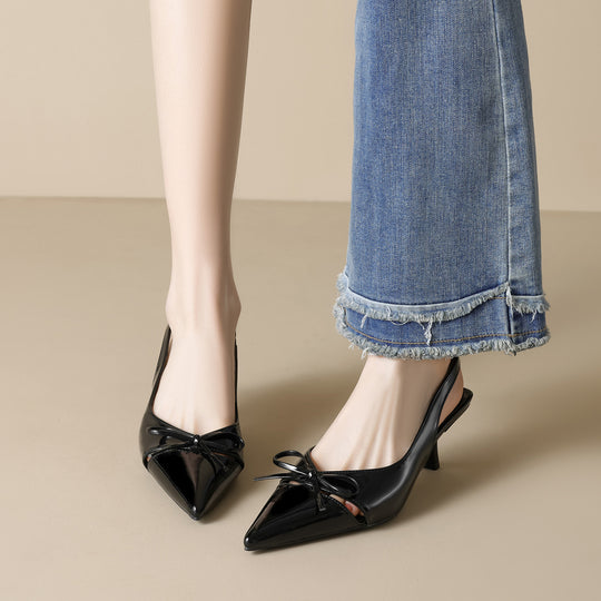 Damen Slingback-Pumps mit modischem Schleifendesign und elegantem Lackfinish EB