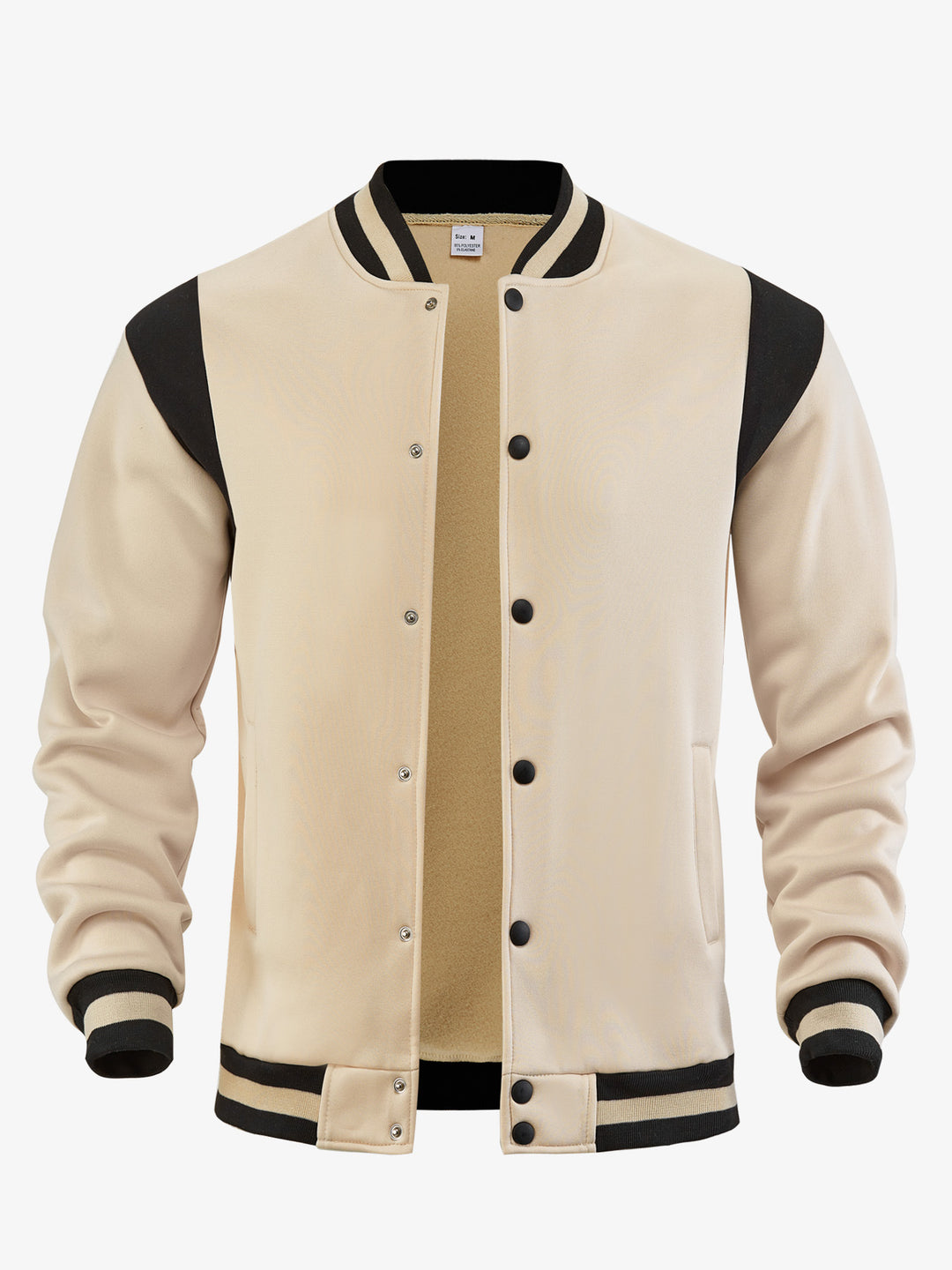 Herren nan legere Baseballjacke in Sweatqualität mit Druckknopfleiste geripptem Kragen und kontrastierendem Schulterbesatz EB