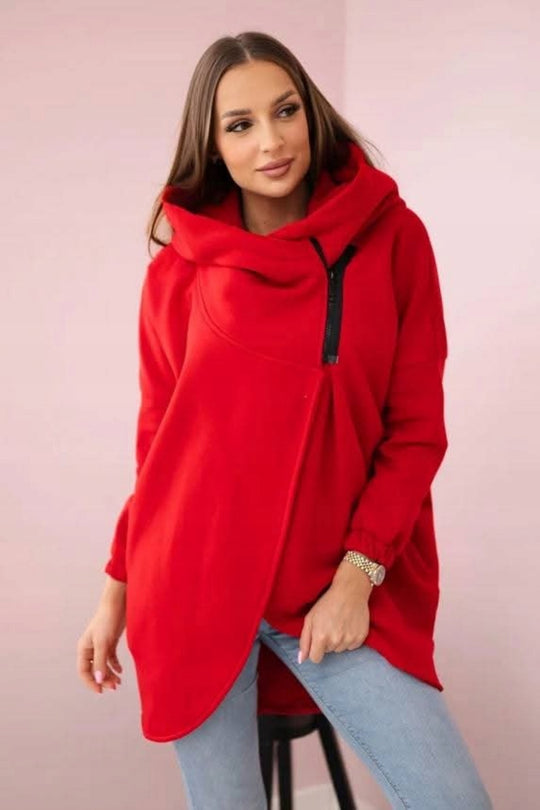 EB | Zip Kapuzenpullover mittellange Fleece Sweatjacke