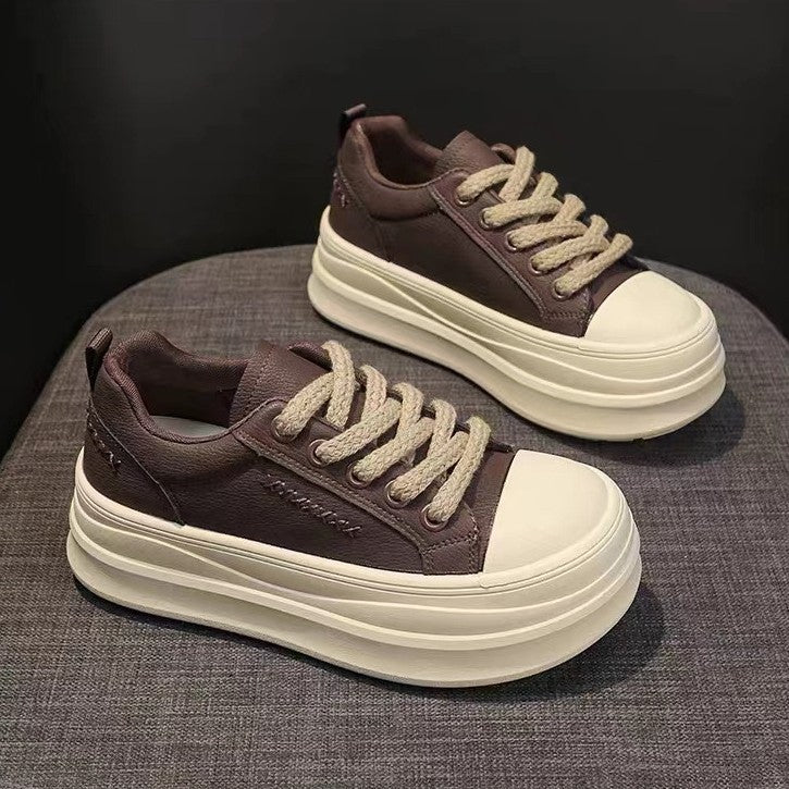 Damen modische Sneaker mit kontrastierender Sohle und elastischem Schnürsystem EB
