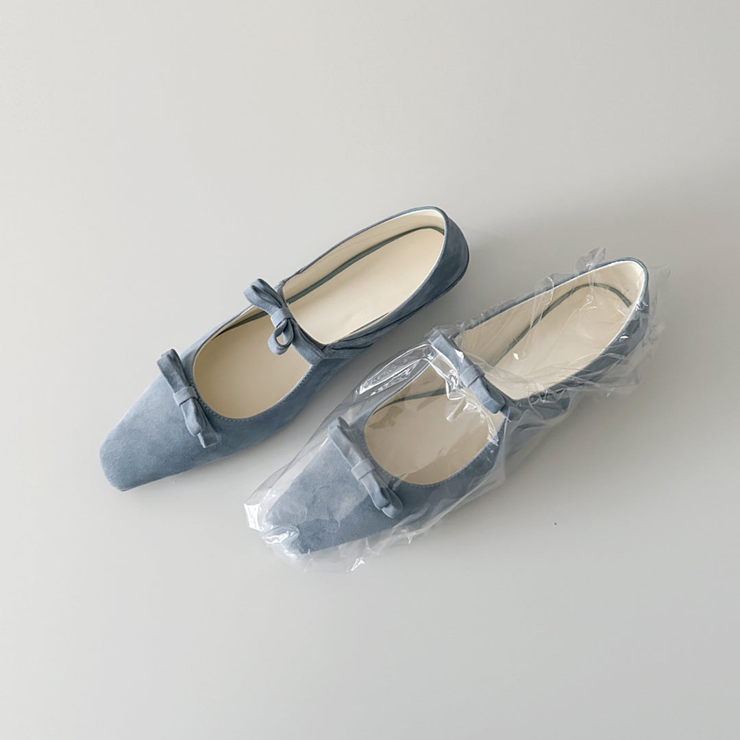 Damen Ballerina-Schuhe mit luxuriösem Schleifenakzent und spitz zulaufendem Design EB