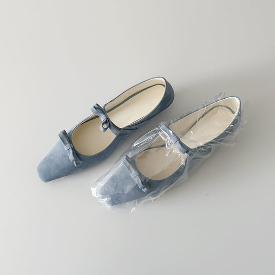 Damen Ballerina-Schuhe mit luxuriösem Schleifenakzent und spitz zulaufendem Design EB
