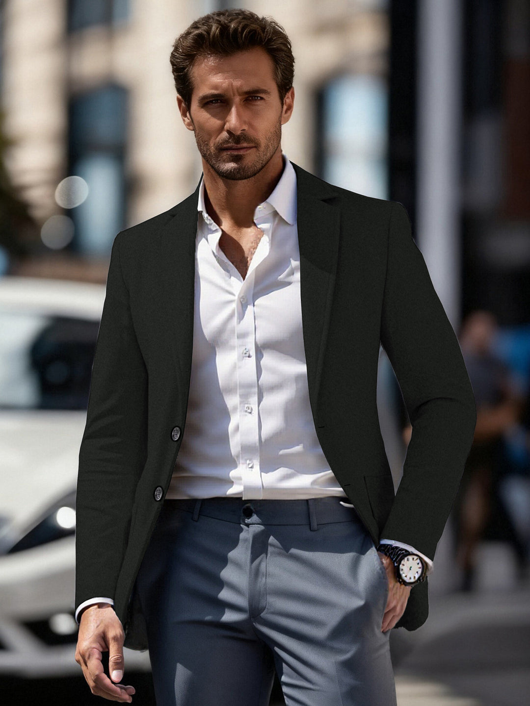 Herren eleganter Business-Anzugblazer mit schmaler Passform EB