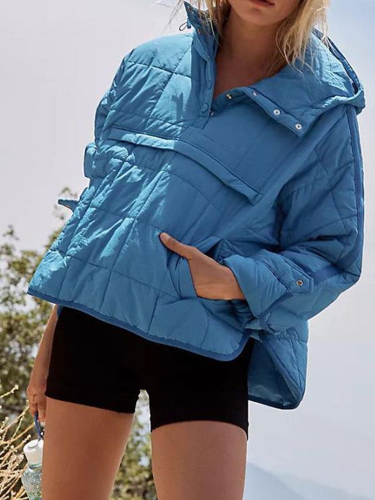 Damen lässige Steppjacke mit Kapuze und Eingrifftaschen EB