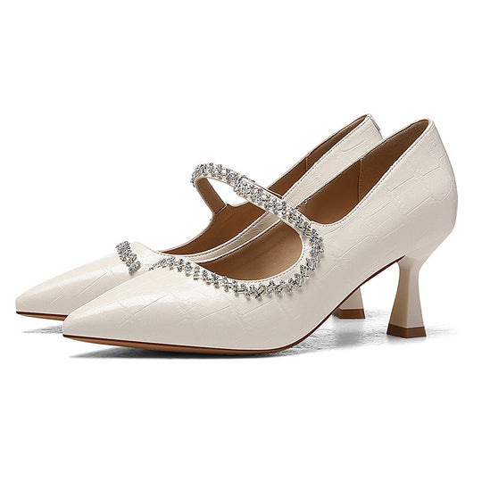 Damen elegante Slingback-Pumps mit funkelndem Schmuckdetail EB