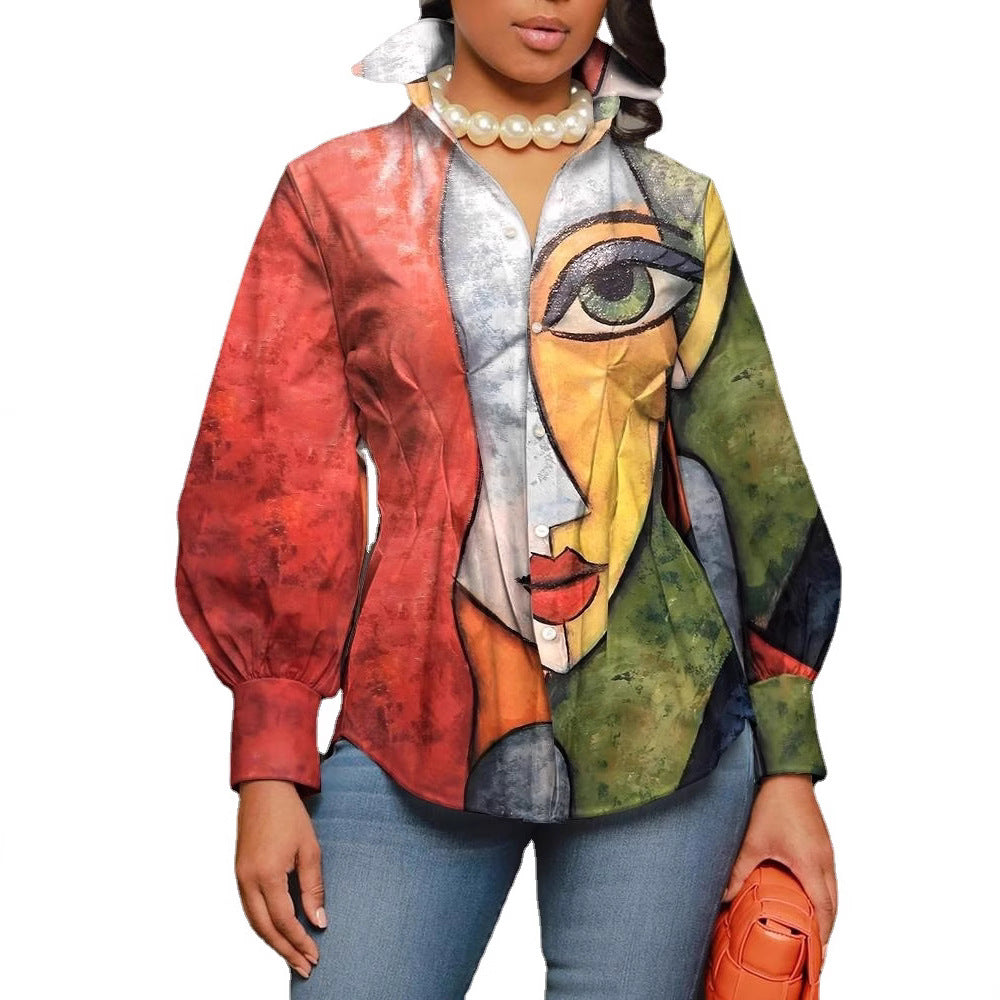 Damen modische Bluse mit geometrischem Design EB