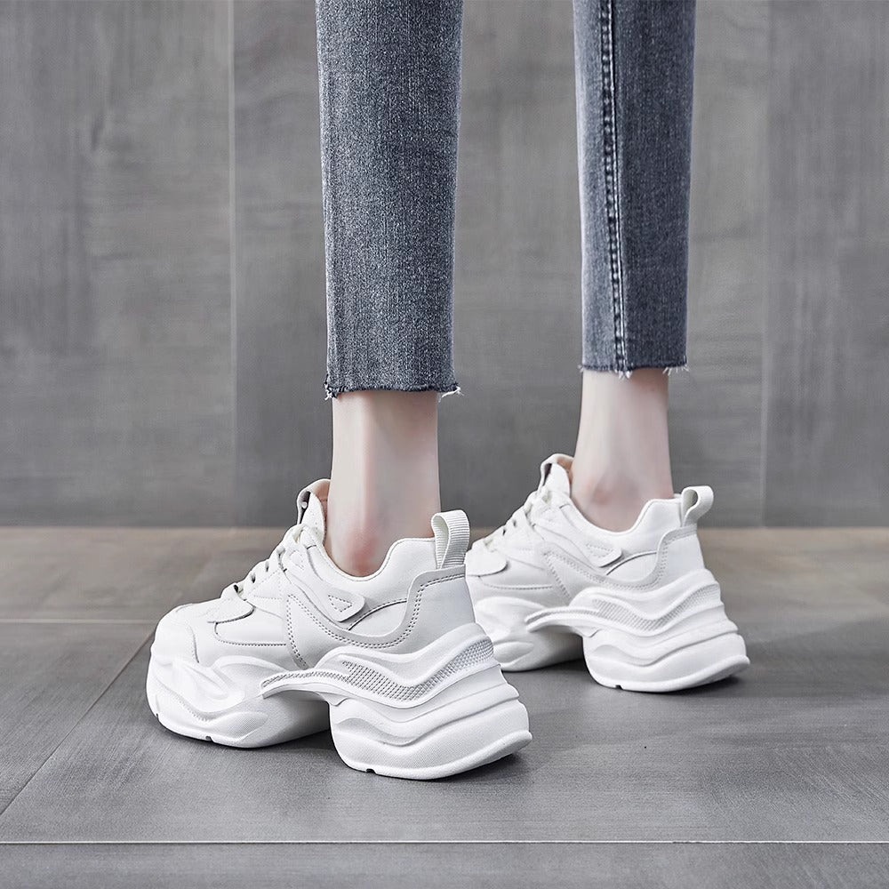 Damen modische Chunky Sneakers mit atmungsaktiver Oberflächenstruktur EB