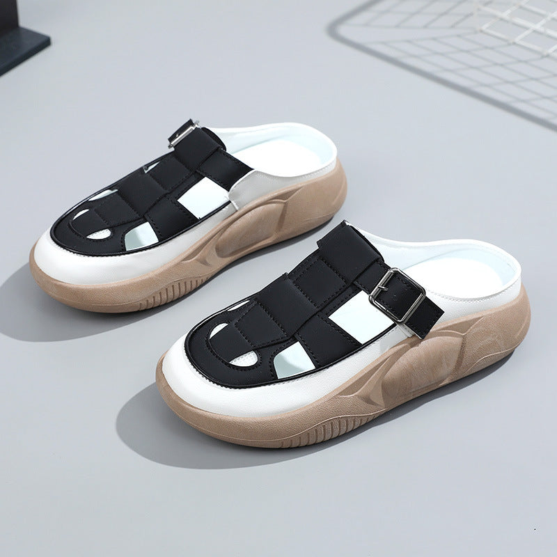 Damen modische Clogs mit verstellbarem Schnallenverschluss und luftiger Oberstruktur EB